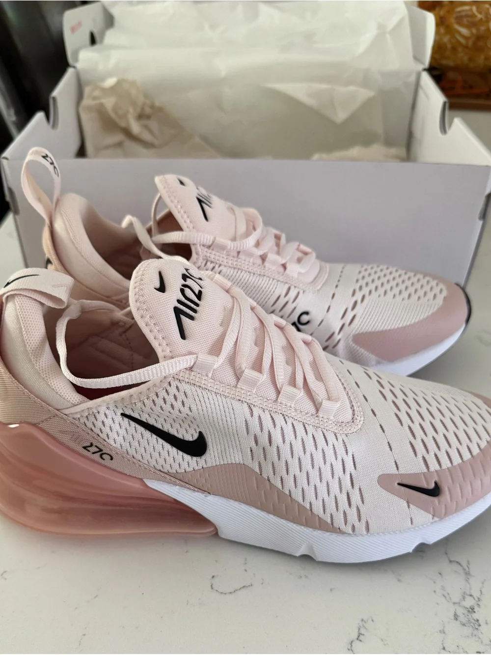 Nike Women’s Sneakers - Blush Pink with Black Swoosh